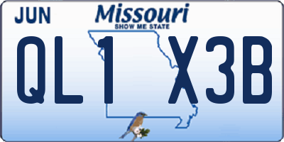 MO license plate QL1X3B