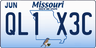 MO license plate QL1X3C
