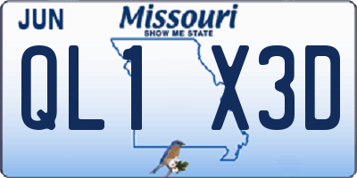 MO license plate QL1X3D