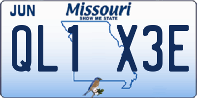 MO license plate QL1X3E