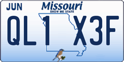 MO license plate QL1X3F