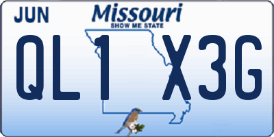 MO license plate QL1X3G