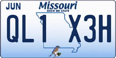 MO license plate QL1X3H