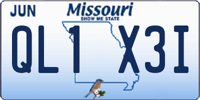 MO license plate QL1X3I
