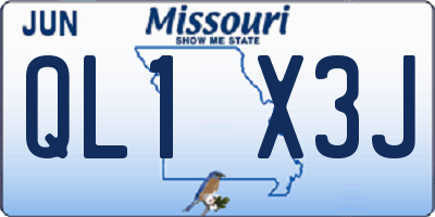 MO license plate QL1X3J