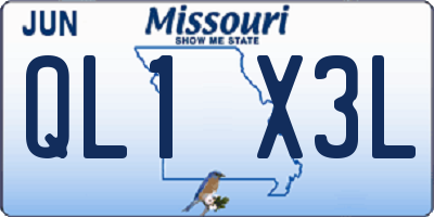 MO license plate QL1X3L