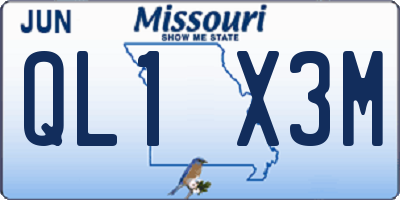 MO license plate QL1X3M