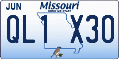 MO license plate QL1X3O