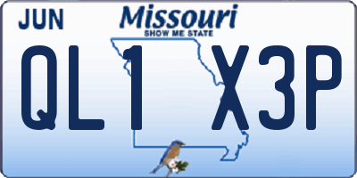 MO license plate QL1X3P