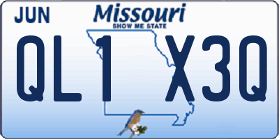 MO license plate QL1X3Q
