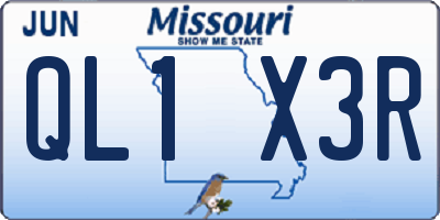 MO license plate QL1X3R