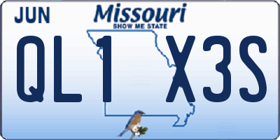 MO license plate QL1X3S