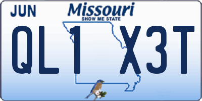 MO license plate QL1X3T