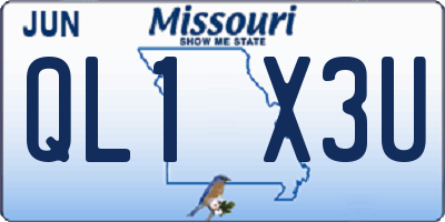MO license plate QL1X3U