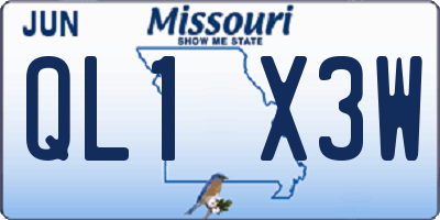 MO license plate QL1X3W