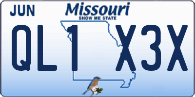 MO license plate QL1X3X