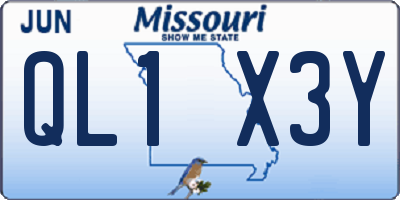 MO license plate QL1X3Y