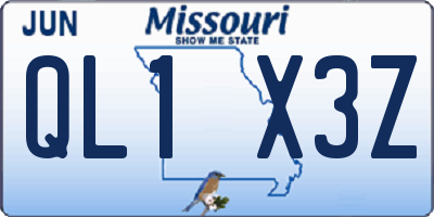 MO license plate QL1X3Z