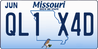 MO license plate QL1X4D