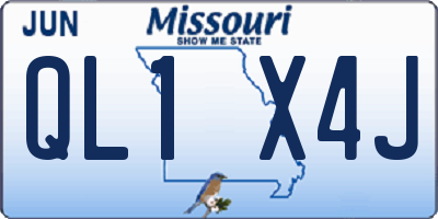 MO license plate QL1X4J