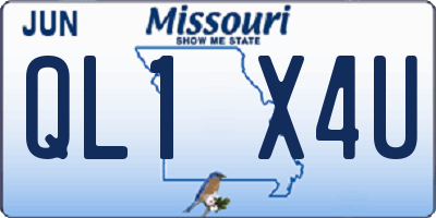 MO license plate QL1X4U