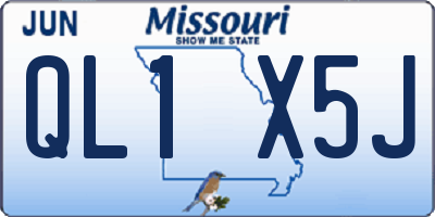 MO license plate QL1X5J
