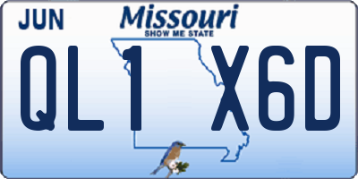 MO license plate QL1X6D