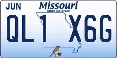 MO license plate QL1X6G