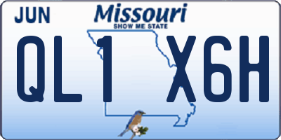 MO license plate QL1X6H