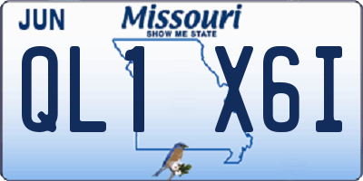 MO license plate QL1X6I