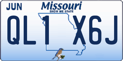 MO license plate QL1X6J