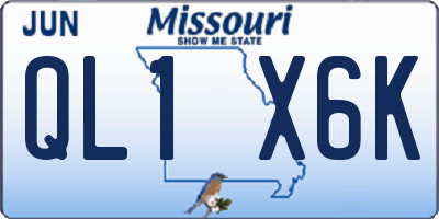 MO license plate QL1X6K