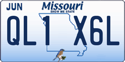 MO license plate QL1X6L