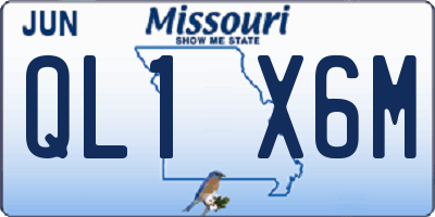 MO license plate QL1X6M
