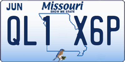 MO license plate QL1X6P