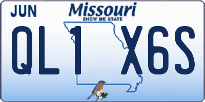 MO license plate QL1X6S