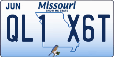 MO license plate QL1X6T