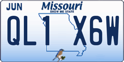 MO license plate QL1X6W