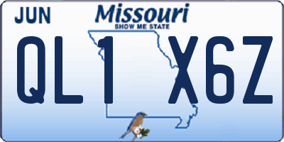 MO license plate QL1X6Z