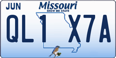 MO license plate QL1X7A