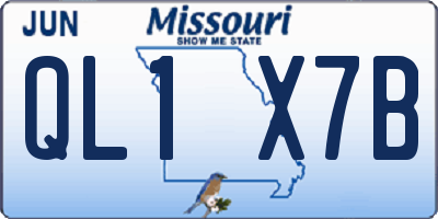 MO license plate QL1X7B