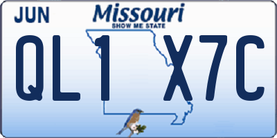 MO license plate QL1X7C