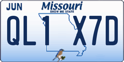 MO license plate QL1X7D
