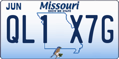 MO license plate QL1X7G