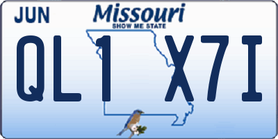 MO license plate QL1X7I