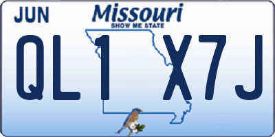 MO license plate QL1X7J