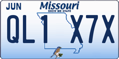 MO license plate QL1X7X