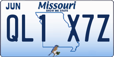 MO license plate QL1X7Z