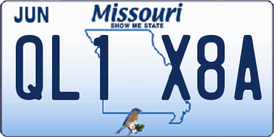 MO license plate QL1X8A