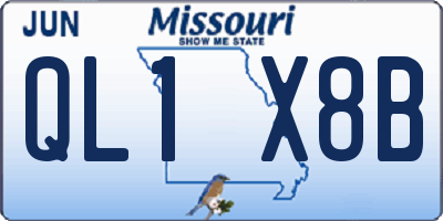 MO license plate QL1X8B